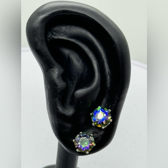 Vitrail Medium 8mm Crystal Stud Earrings Made with Swarovski Crystals - Picture 3 of 8